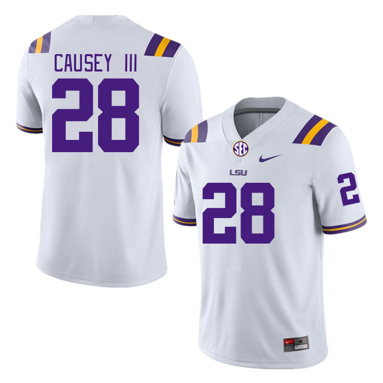 Men #28 Bernard Causey III LSU Tigers College Football Jerseys Stitched-White